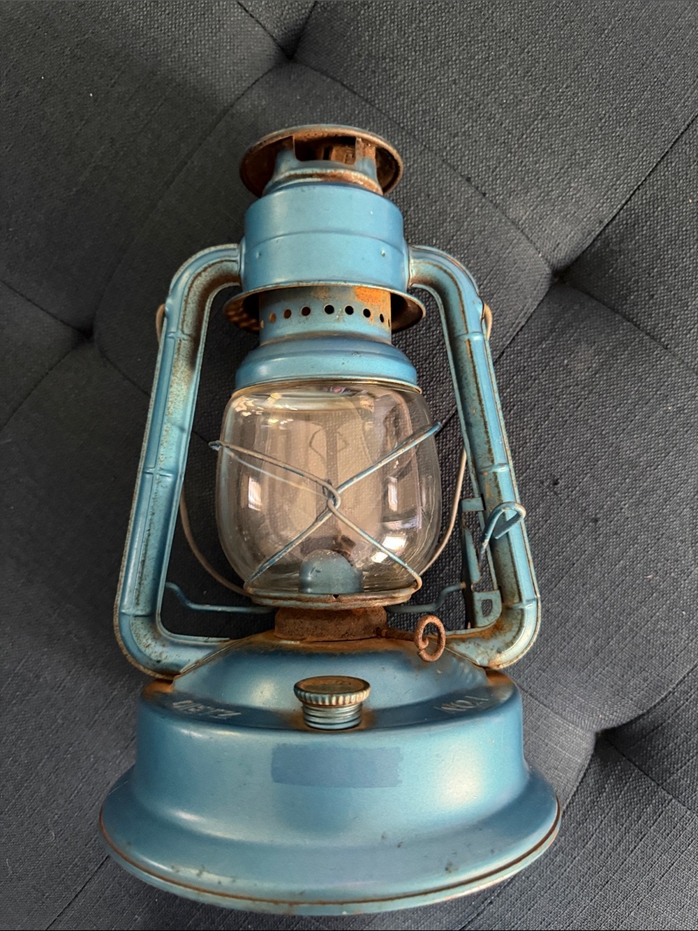 Blue Vintage Dietz No. 1 Little Wizard Rustic Lantern Lamp